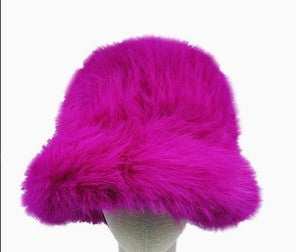 Fuzzy Magneta Soft Faux Fur Bucket Hat