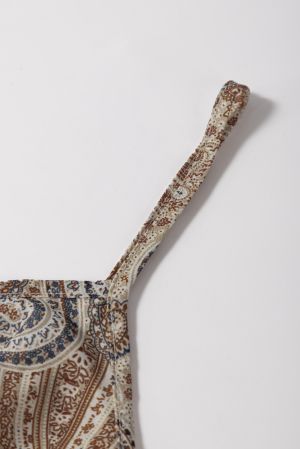 Khaki Paisley Printed Spaghetti Strap Top
