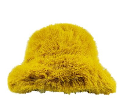 Mustard Soft Faux Fur Bucket Hat