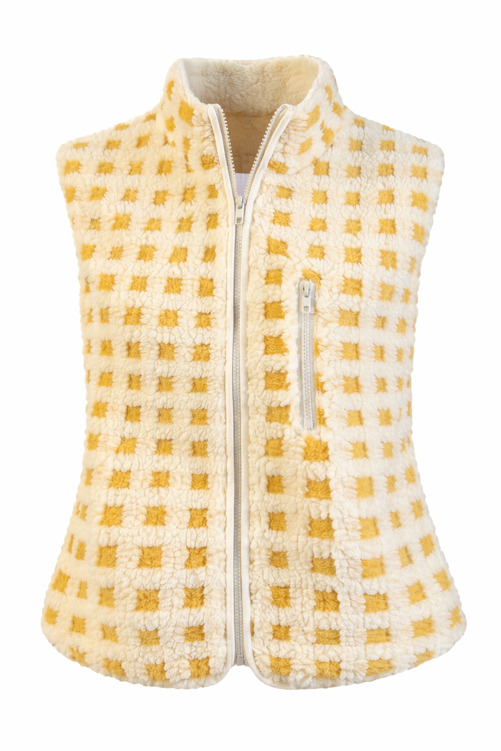 Yellow & Ivory Fuzzy Sherpa Fitted Vest